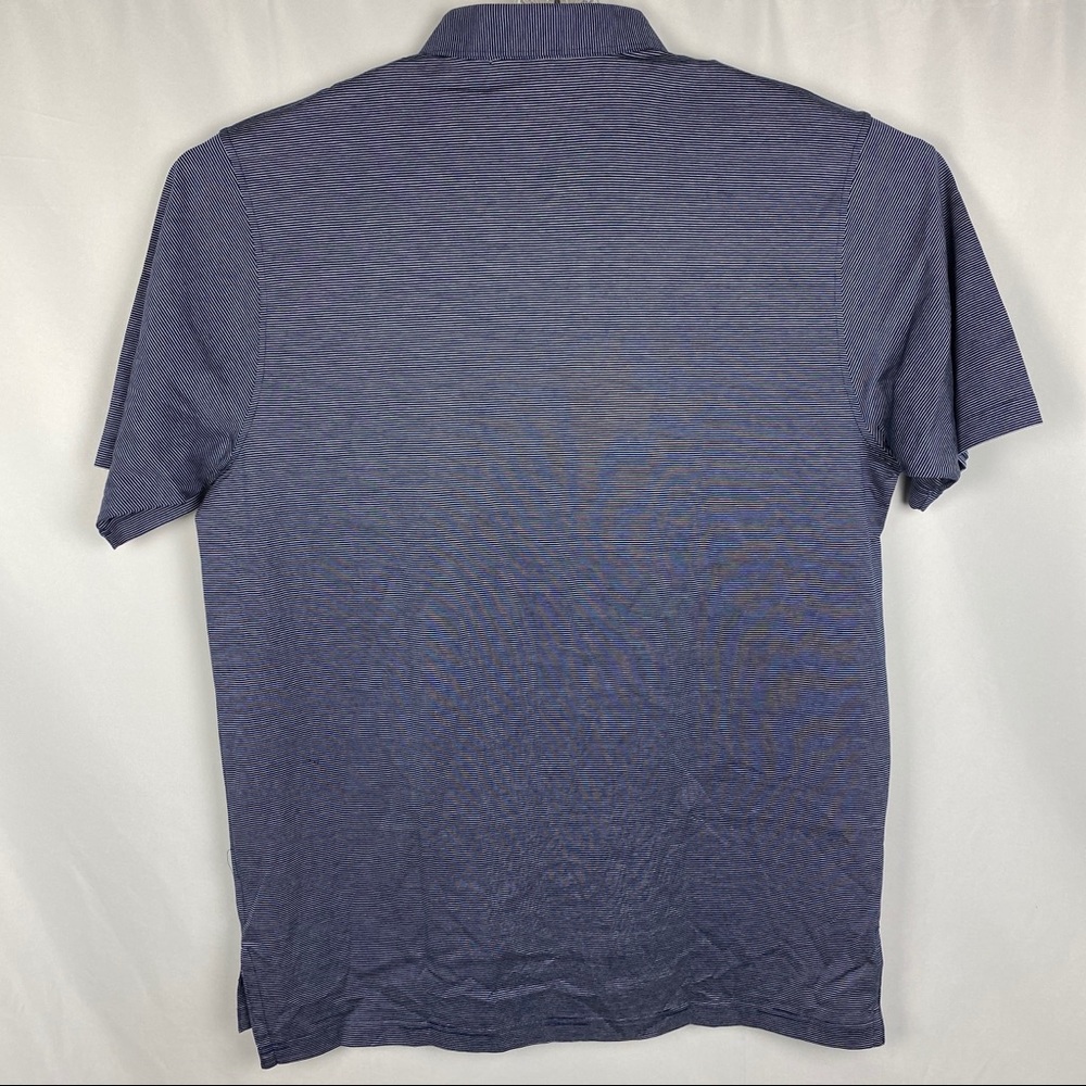 Peter Millar Crown Navy Blue Striped Polo Shirt - Picture 3 of 6